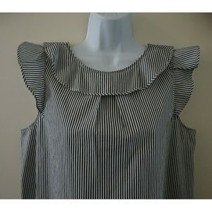 J. Crew Ruffle Top in Shirting Stripes